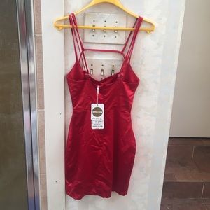 Oh Polly satin red mini dress